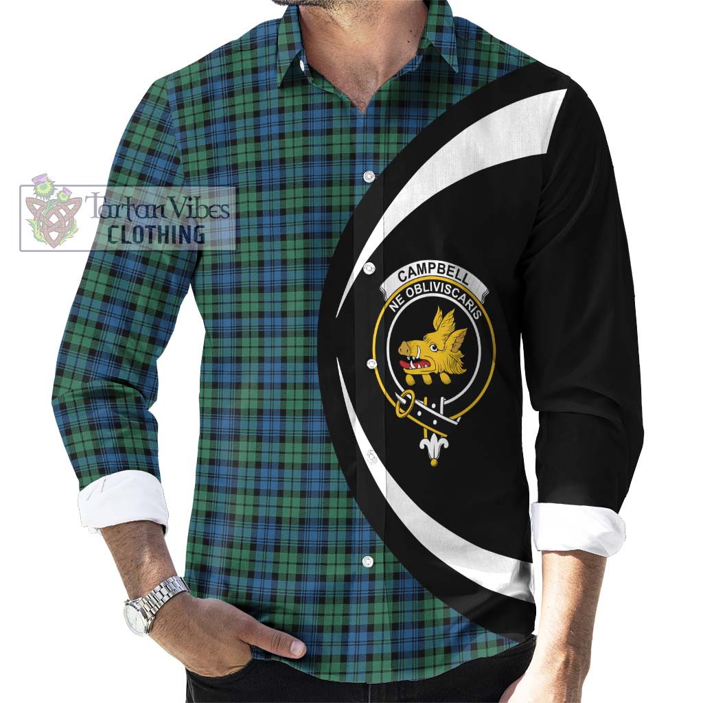 Campbell Ancient 02 Tartan Long Sleeve Button Up with Family Crest Circle Style - Tartan Vibes Clothing