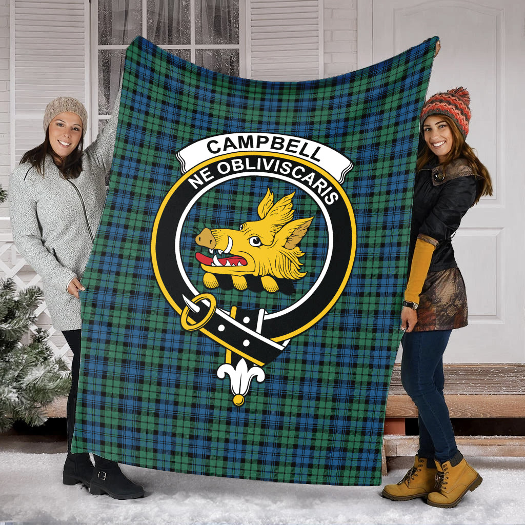 Campbell Ancient 02 Tartan Blanket with Family Crest - Tartan Vibes Clothing