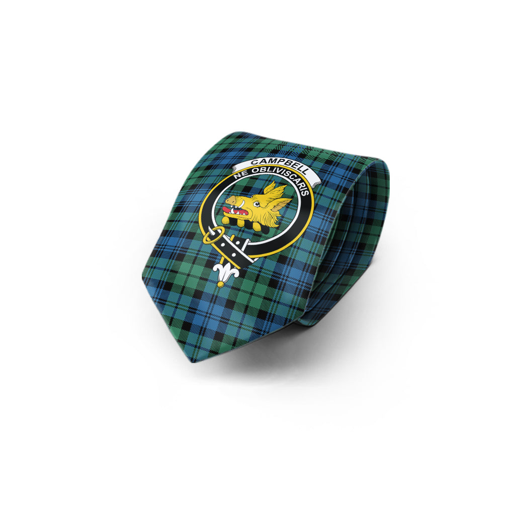 Campbell Ancient 02 Tartan Classic Necktie with Family Crest - Tartan Vibes Clothing