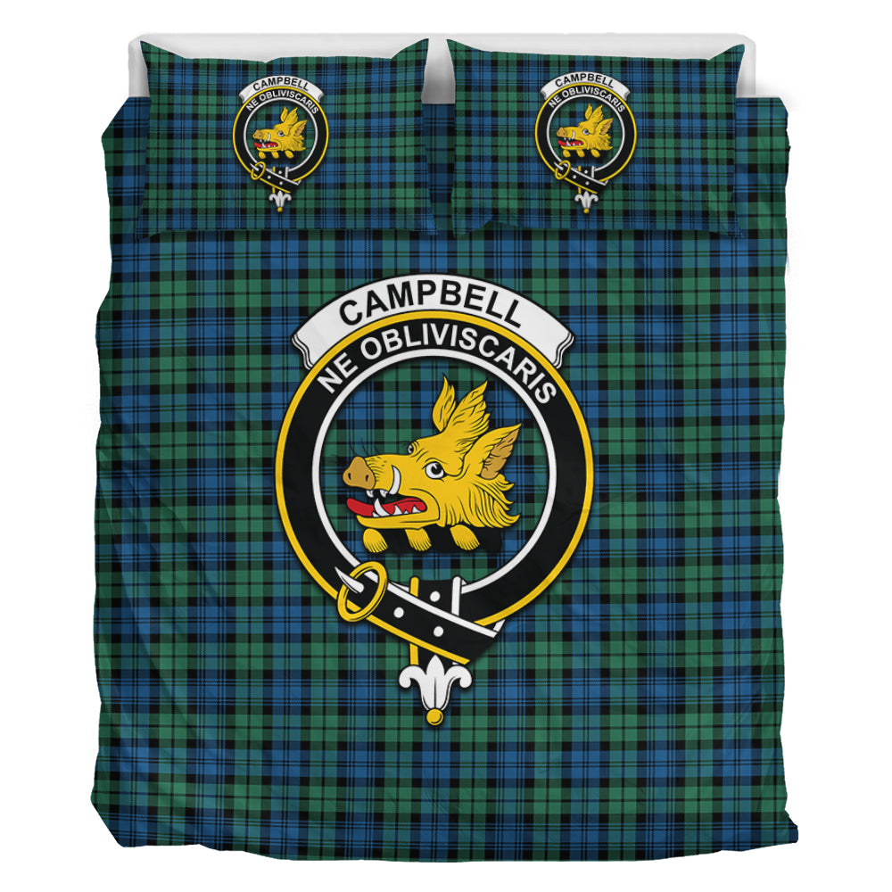 Campbell Ancient 02 Tartan Bedding Set with Family Crest - Tartan Vibes Clothing