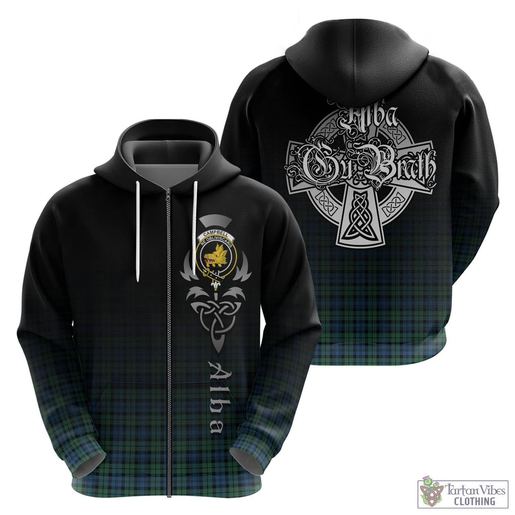 Tartan Vibes Clothing Campbell Ancient 02 Tartan Hoodie Featuring Alba Gu Brath Family Crest Celtic Inspired