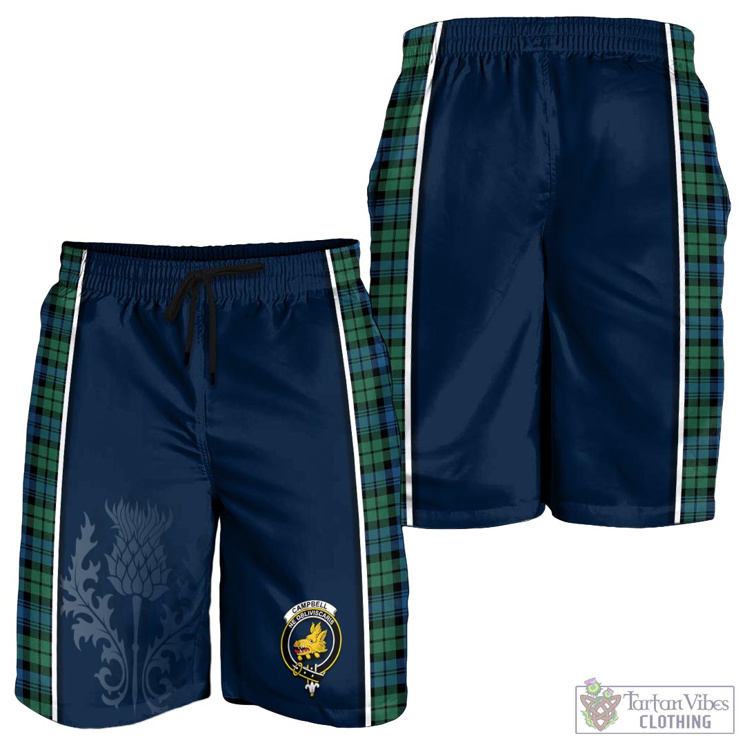 Tartan Vibes Clothing Campbell Ancient 02 Tartan Men's Shorts with Family Crest and Scottish Thistle Vibes Sport Style