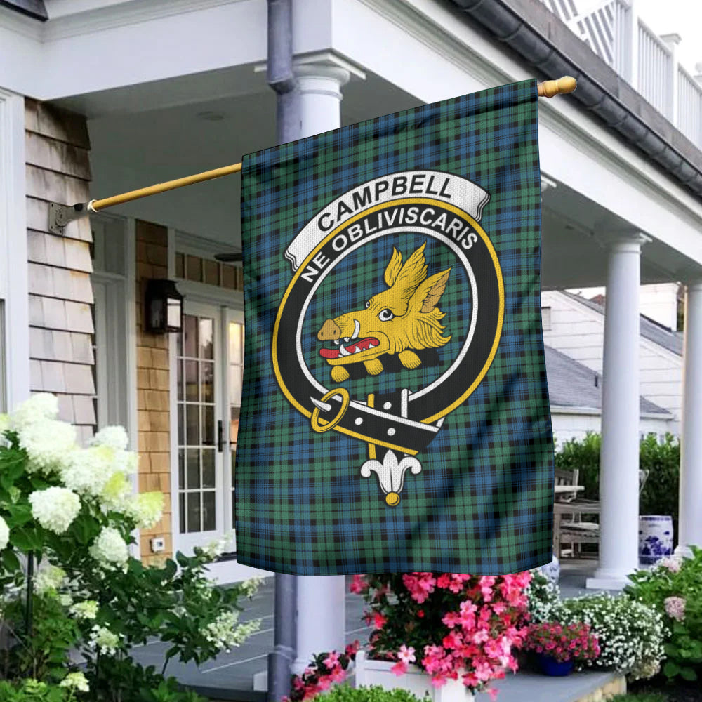 Campbell Ancient 02 Tartan Flag with Family Crest - Tartan Vibes Clothing