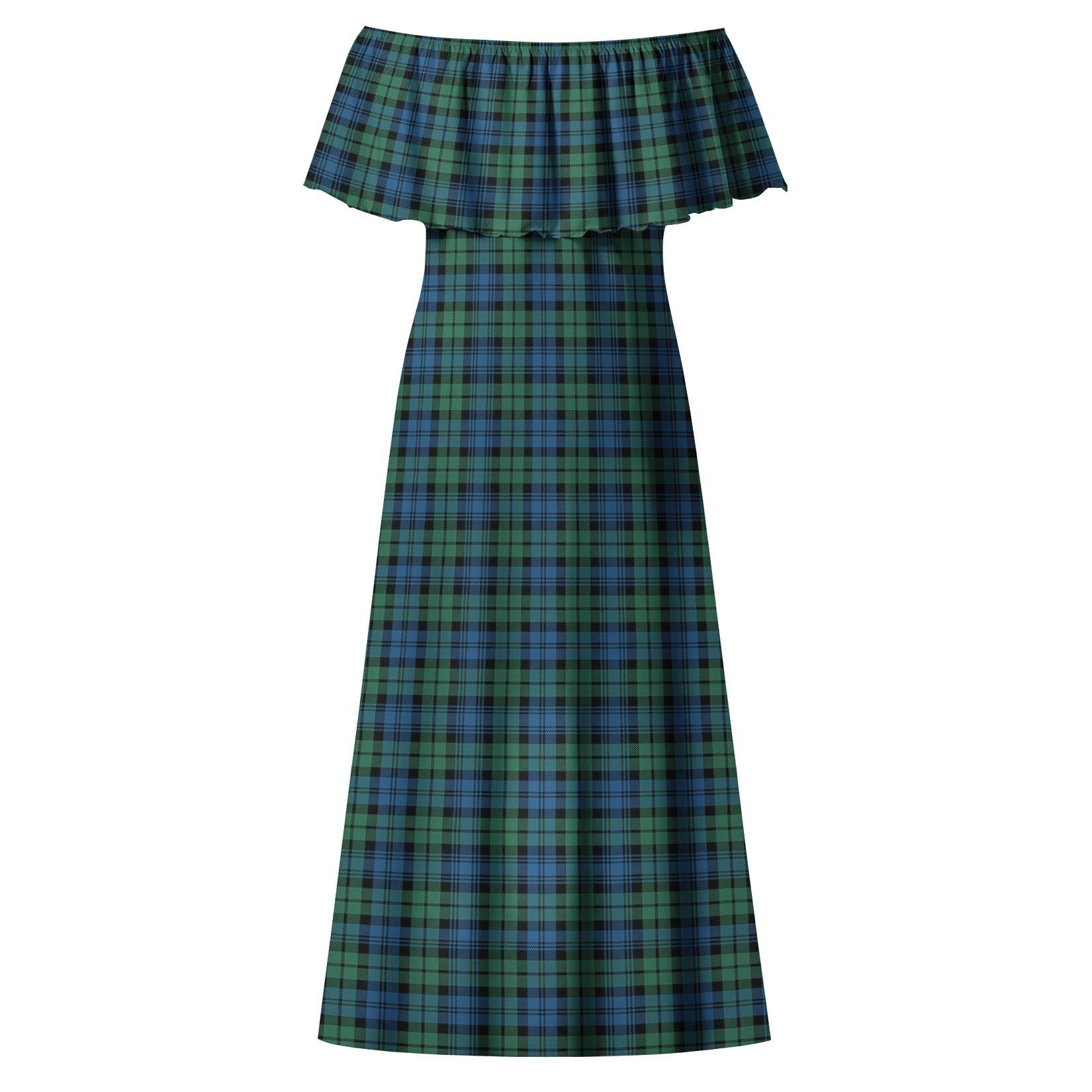 Campbell Ancient #02 Tartan Off Shoulder Long Dress - Tartanvibesclothing