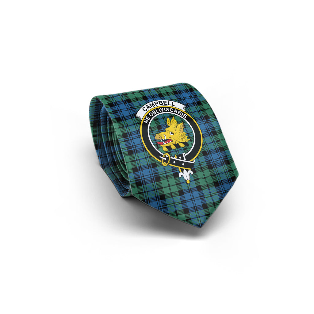 Campbell Ancient 02 Tartan Classic Necktie with Family Crest - Tartan Vibes Clothing