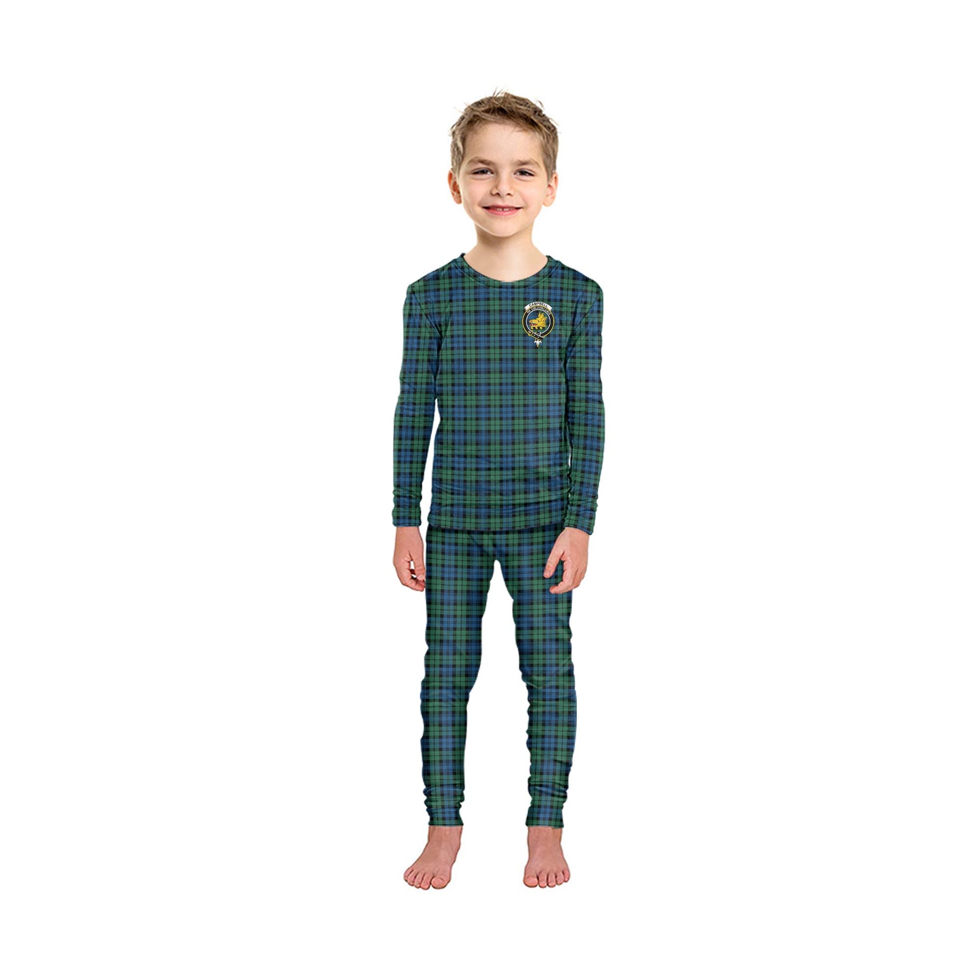 Campbell Ancient 02 Tartan Pajamas Family Set with Family Crest - Tartan Vibes Clothing