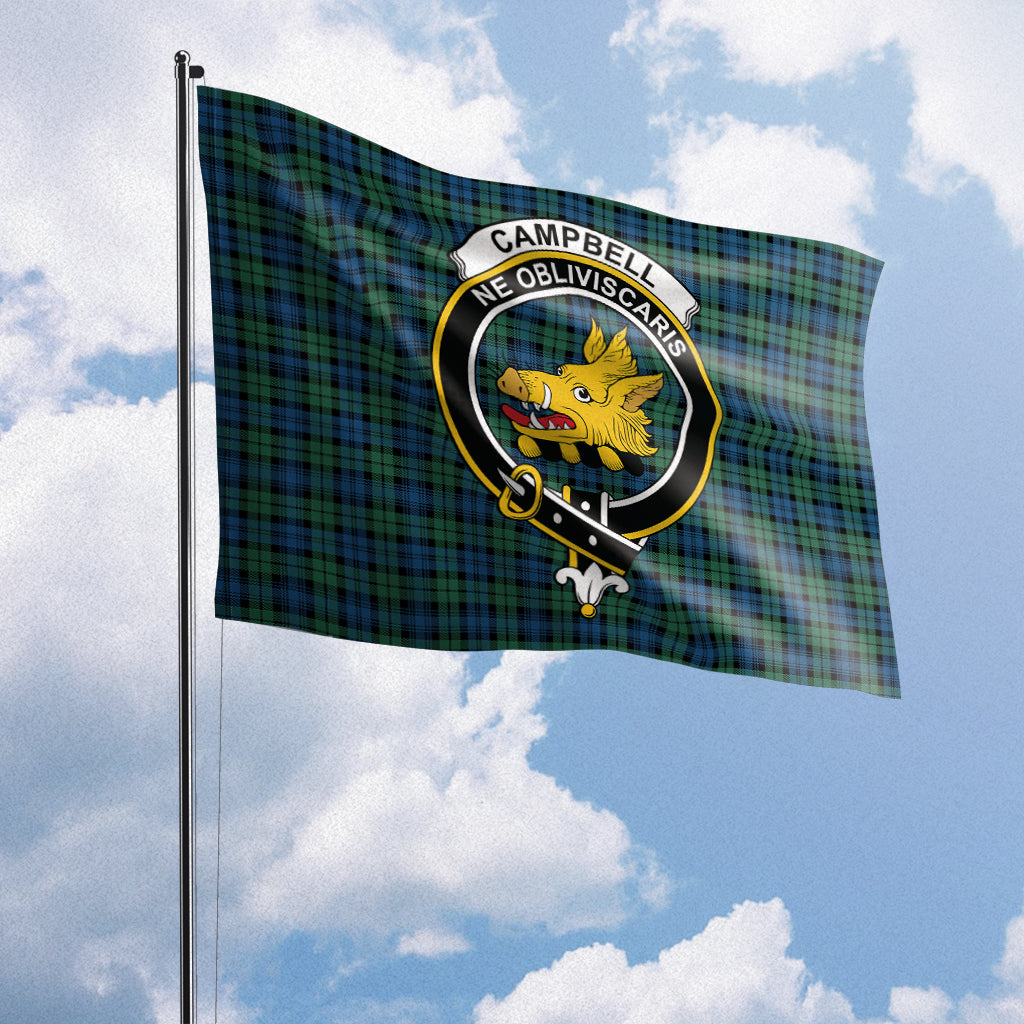 Campbell Ancient 02 Tartan Flag with Family Crest House Flag (Horizontal) - Tartan Vibes Clothing