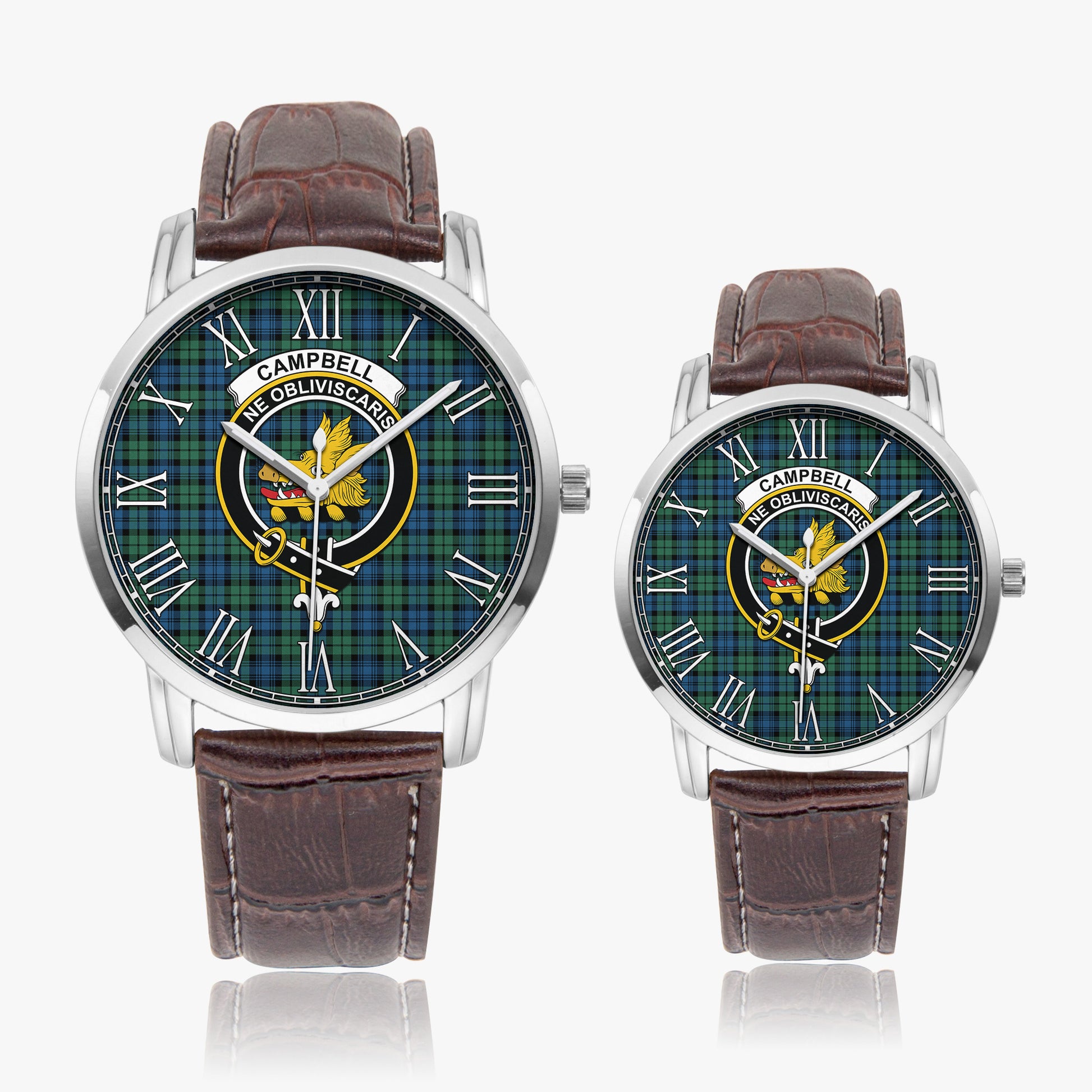 Campbell Ancient 02 Tartan Family Crest Leather Strap Quartz Watch - Tartanvibesclothing