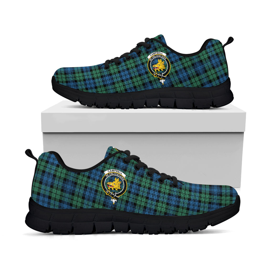 Campbell Ancient 02 Tartan Sneakers with Family Crest - Tartan Vibes Clothing