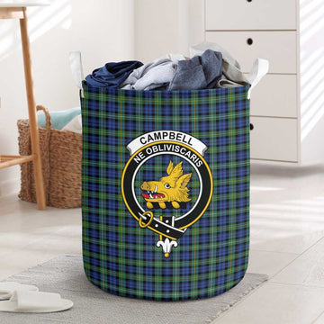 Campbell Argyll Ancient Tartan Laundry Basket with Family Crest