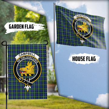 Campbell Argyll Ancient Tartan Flag with Family Crest