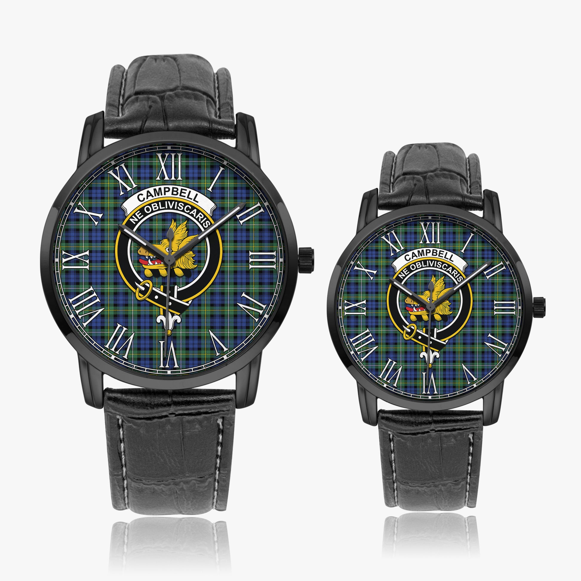 Campbell Argyll Ancient Tartan Family Crest Leather Strap Quartz Watch - Tartanvibesclothing