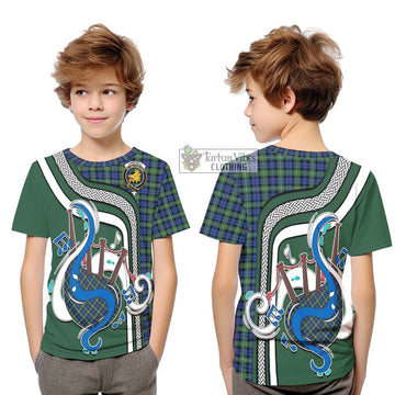 Campbell Argyll Ancient Tartan Kid T-Shirt with Epic Bagpipe Style