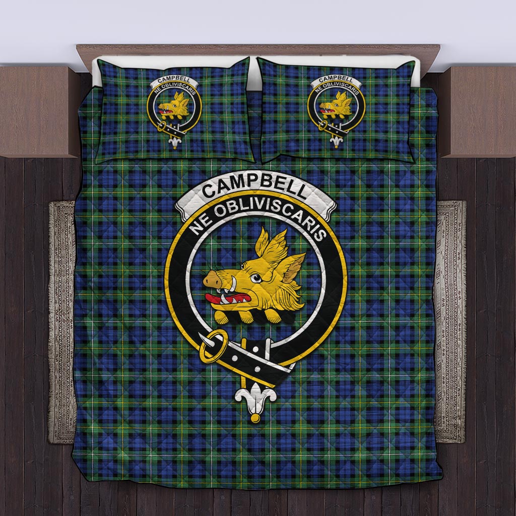 Campbell Argyll Ancient Tartan Quilt Bed Set with Family Crest Twin - Tartanvibesclothing