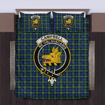Campbell Argyll Ancient Tartan Quilt Bed Set with Family Crest