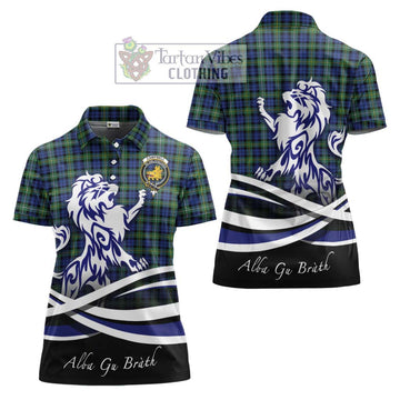 Campbell Argyll Ancient Tartan Women's Polo Shirt with Alba Gu Brath Regal Lion Emblem