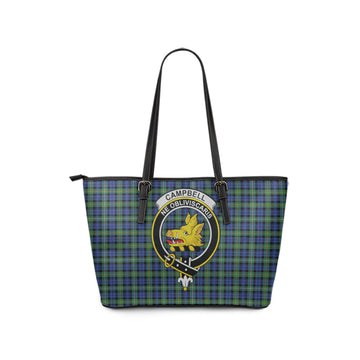 Campbell Argyll Ancient Tartan Leather Tote Bag with Family Crest