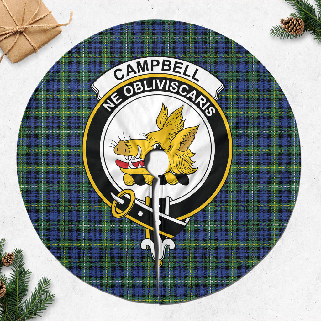 Campbell Argyll Ancient Tartan Christmas Tree Skirt with Family Crest - Tartanvibesclothing