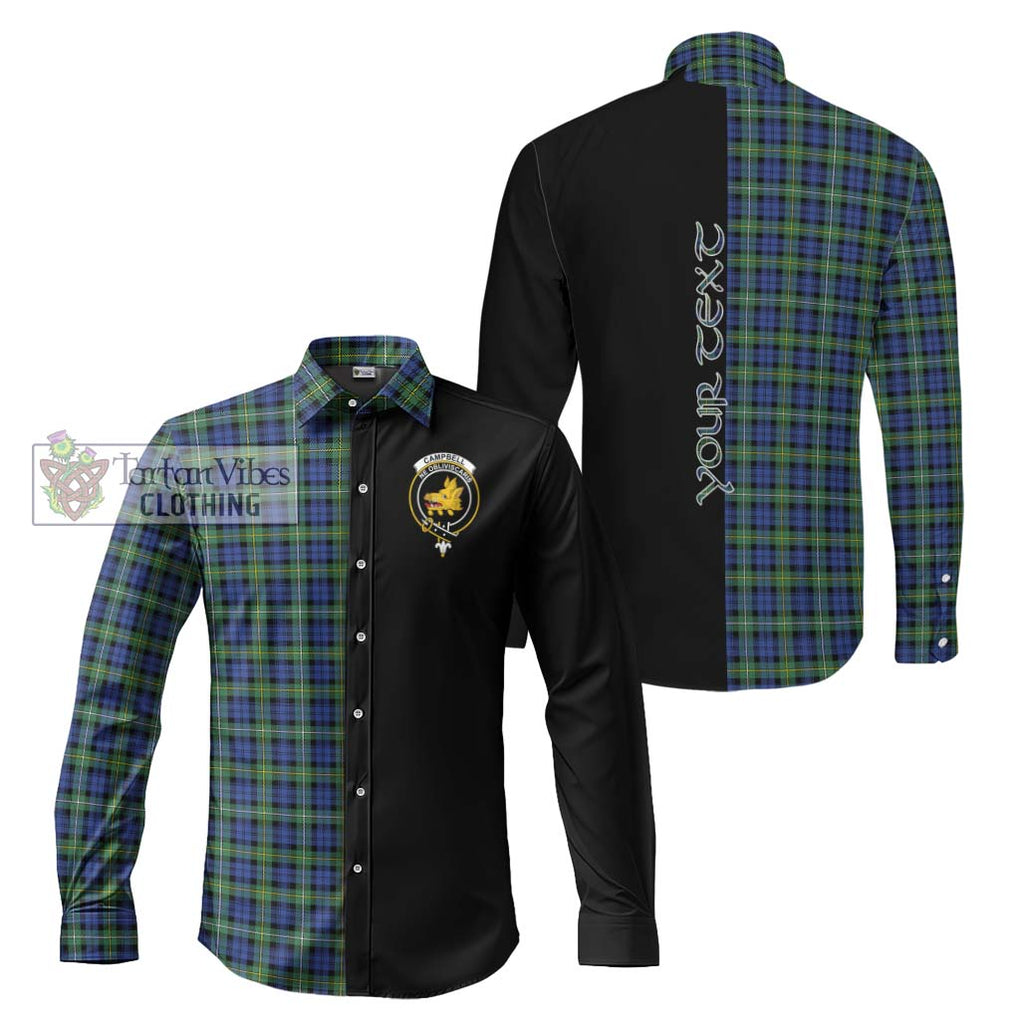 Campbell Argyll Ancient Tartan Long Sleeve Button Shirt with Family Crest and Half Of Me Style Men's Shirt S - Tartanvibesclothing Shop