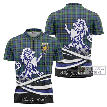 Campbell Argyll Ancient Tartan Zipper Polo Shirt with Alba Gu Brath Regal Lion Emblem