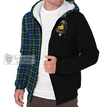 Campbell Argyll Ancient Tartan Sherpa Hoodie with Family Crest and Half Of Me Style