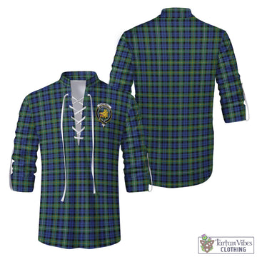 Campbell Argyll Ancient Tartan Men's Scottish Traditional Jacobite Ghillie Kilt Shirt with Family Crest