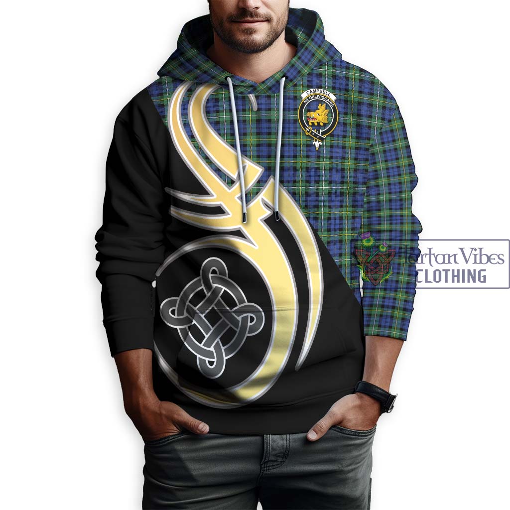 Campbell Argyll Ancient Tartan Hoodie with Family Crest and Celtic Symbol Style Zip Hoodie - Tartan Vibes Clothing