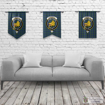 Campbell Argyll Ancient Tartan Gonfalon, Tartan Banner with Family Crest