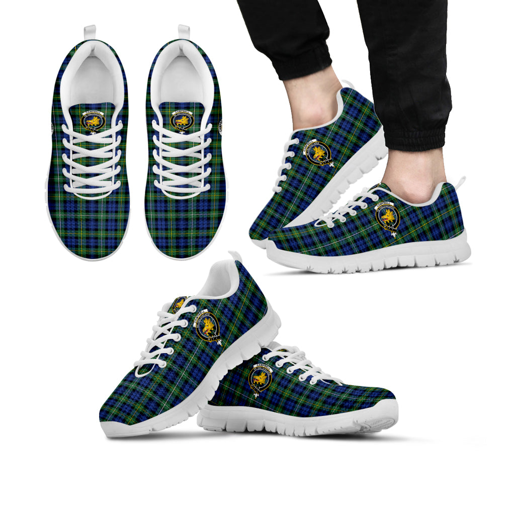 Campbell Argyll Ancient Tartan Sneakers with Family Crest Kid's Sneakers - Tartan Vibes Clothing