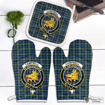 Campbell Argyll Ancient Tartan Combo Oven Mitt & Pot-Holder with Family Crest