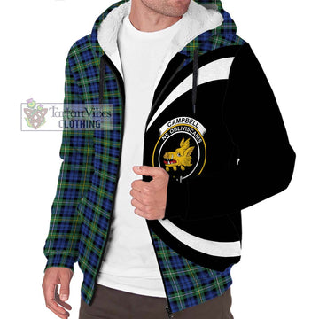 Campbell Argyll Ancient Tartan Sherpa Hoodie with Family Crest Circle Style