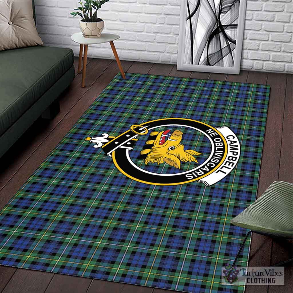 Tartan Vibes Clothing Campbell Argyll Ancient Tartan Area Rug with Family Crest