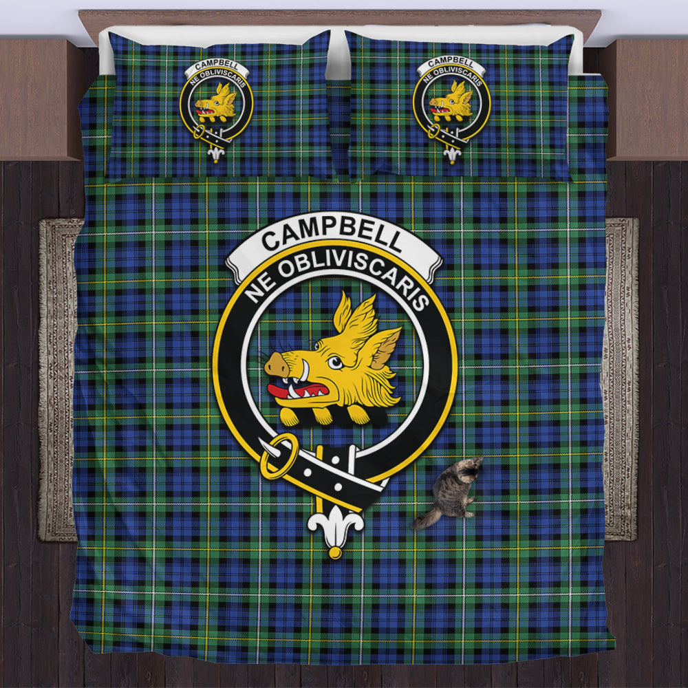 Campbell Argyll Ancient Tartan Bedding Set with Family Crest US Bedding Set - Tartan Vibes Clothing