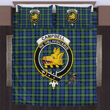 Campbell Argyll Ancient Tartan Bedding Set with Family Crest