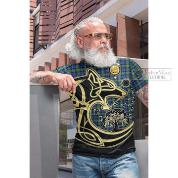 Campbell Argyll Ancient Tartan Cotton T-shirt with Family Crest Celtic Wolf Style