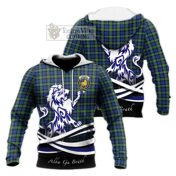 Campbell Argyll Ancient Tartan Knitted Hoodie with Alba Gu Brath Regal Lion Emblem