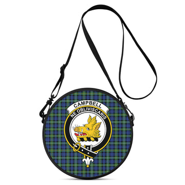 Campbell Argyll Ancient Tartan Round Satchel Bags with Family Crest