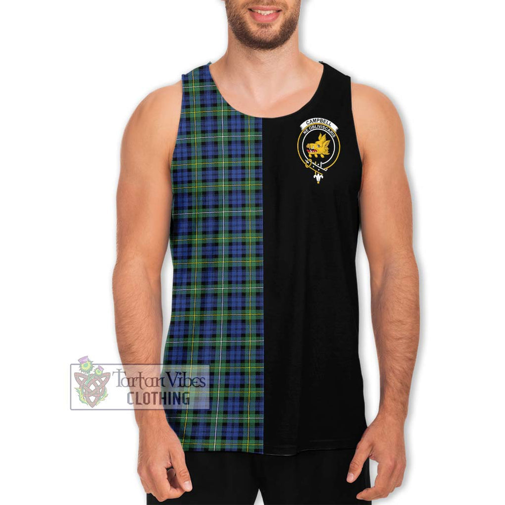 Campbell Argyll Ancient Tartan Men's Tank Top with Family Crest and Half Of Me Style Men - Tartanvibesclothing Shop