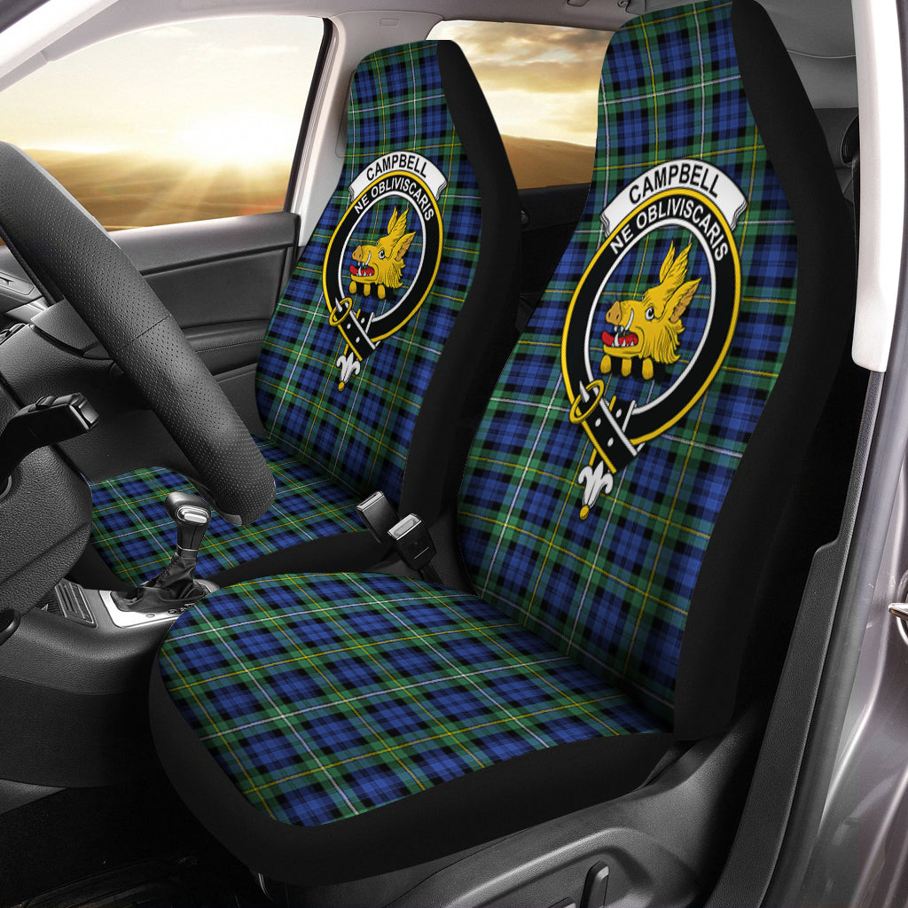 Campbell Argyll Ancient Tartan Car Seat Cover with Family Crest One Size - Tartanvibesclothing