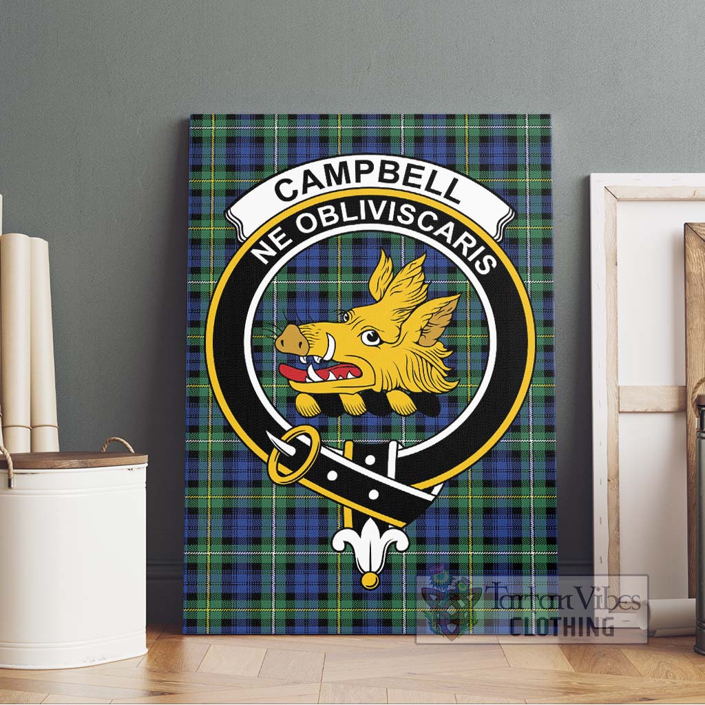 Tartan Vibes Clothing Campbell Argyll Ancient Tartan Canvas Print Wall Art with Family Crest