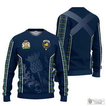 Campbell Argyll Ancient Tartan Knitted Sweatshirt with Family Crest and Scottish Thistle Vibes Sport Style