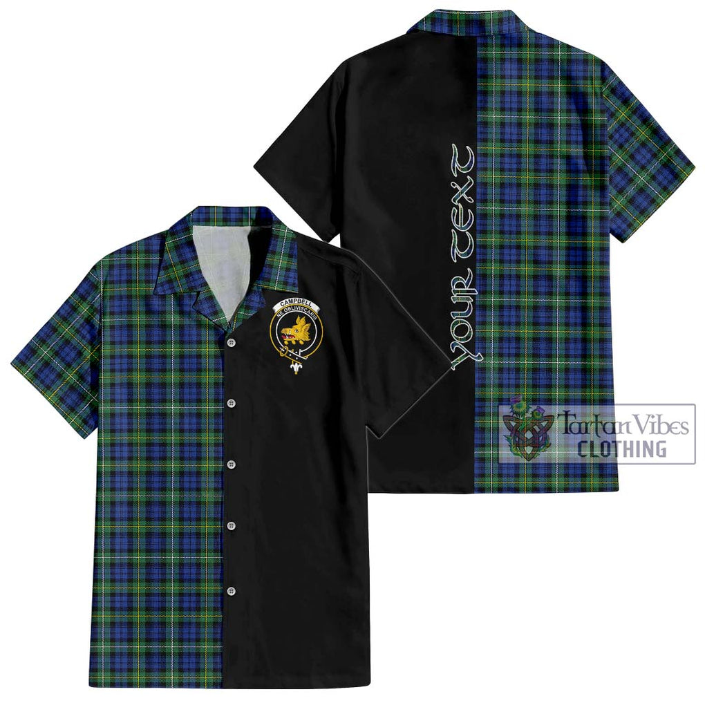 Campbell Argyll Ancient Tartan Short Sleeve Button Shirt with Family Crest and Half Of Me Style Kid - Tartanvibesclothing Shop