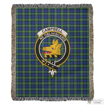 Campbell Argyll Ancient Tartan Woven Blanket with Family Crest