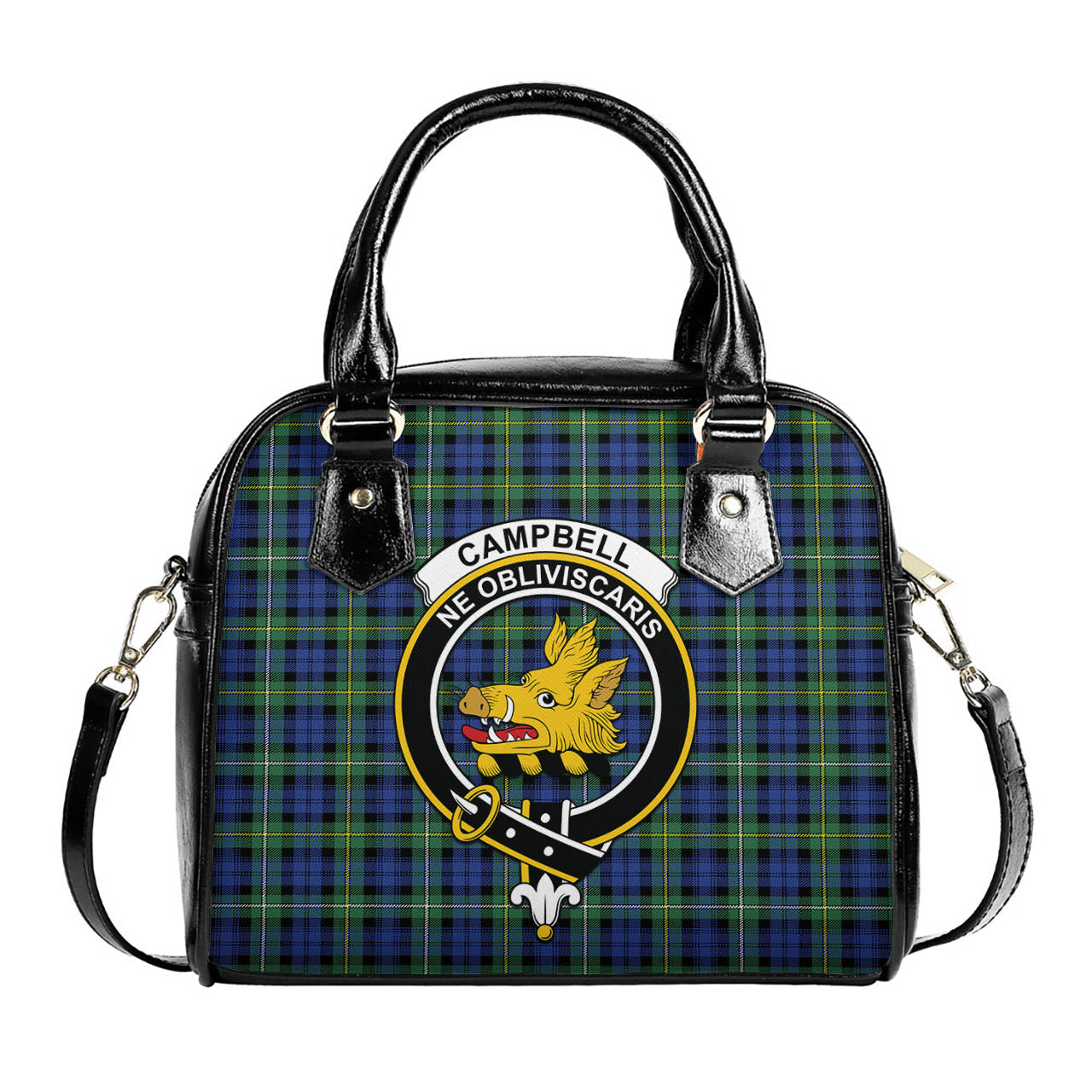 Campbell Argyll Ancient Tartan Shoulder Handbags with Family Crest One Size 6*25*22 cm - Tartanvibesclothing