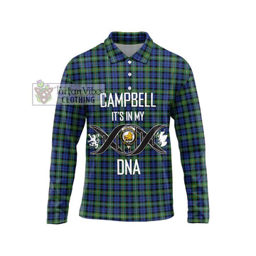 Campbell Argyll Ancient Tartan Long Sleeve Polo Shirt with Family Crest DNA In Me Style