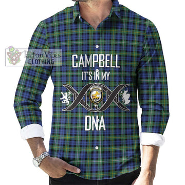 Campbell Argyll Ancient Tartan Long Sleeve Button Shirt with Family Crest DNA In Me Style