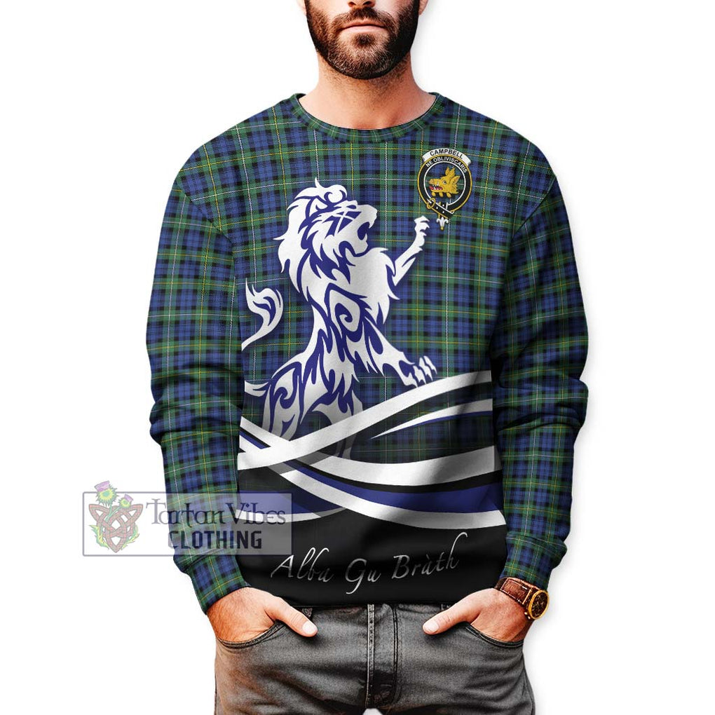 Campbell Argyll Ancient Tartan Sweatshirt with Alba Gu Brath Regal Lion Emblem Unisex - Tartanvibesclothing Shop