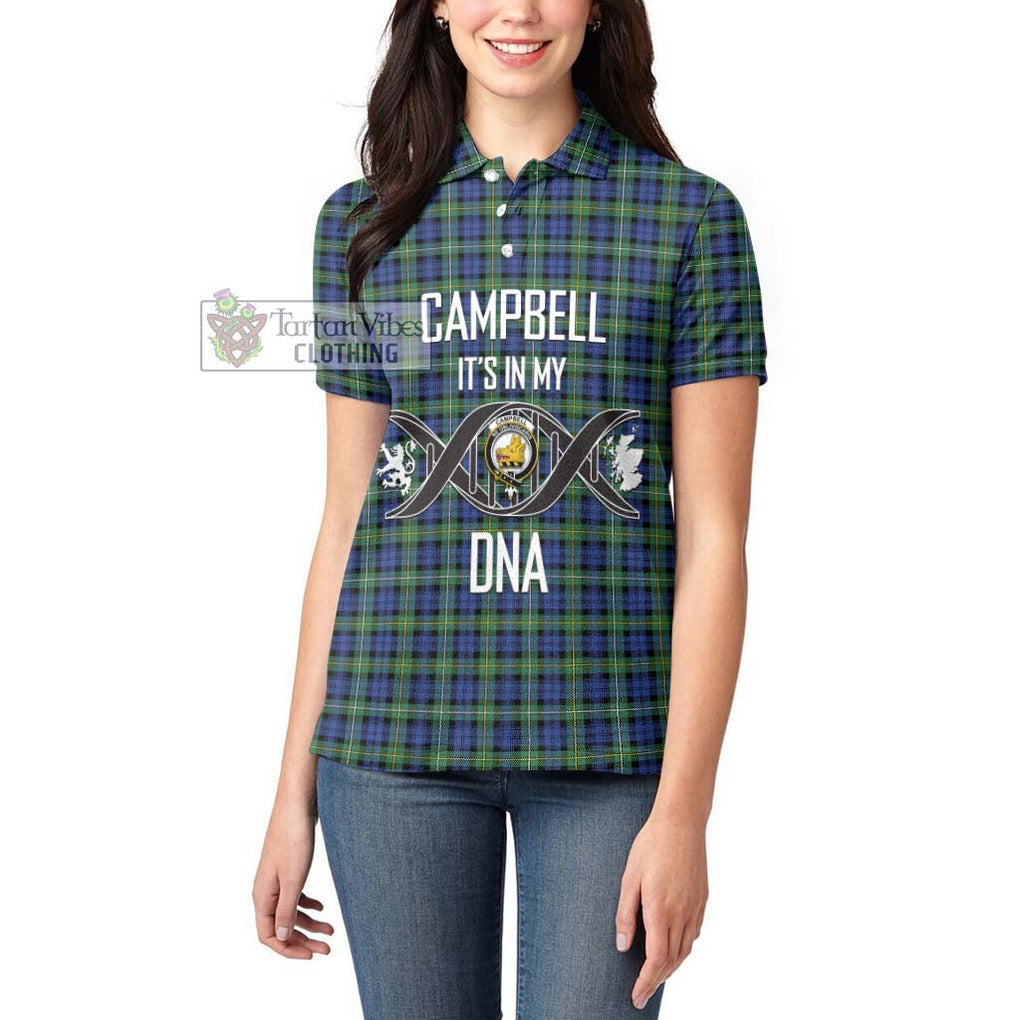 Campbell Argyll Ancient Tartan Women's Polo Shirt with Family Crest DNA In Me Style Women - Tartanvibesclothing Shop