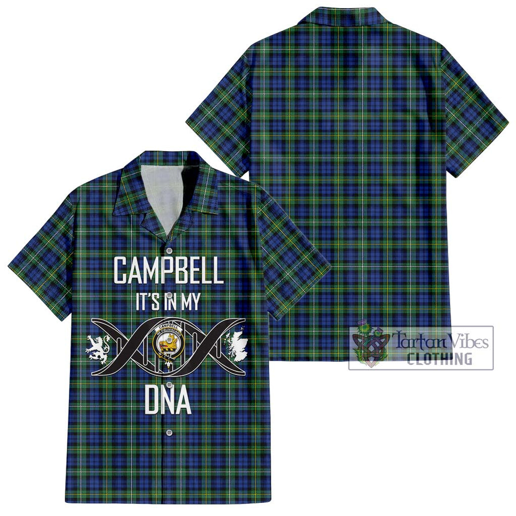 Campbell Argyll Ancient Tartan Short Sleeve Button Shirt with Family Crest DNA In Me Style Kid - Tartanvibesclothing Shop