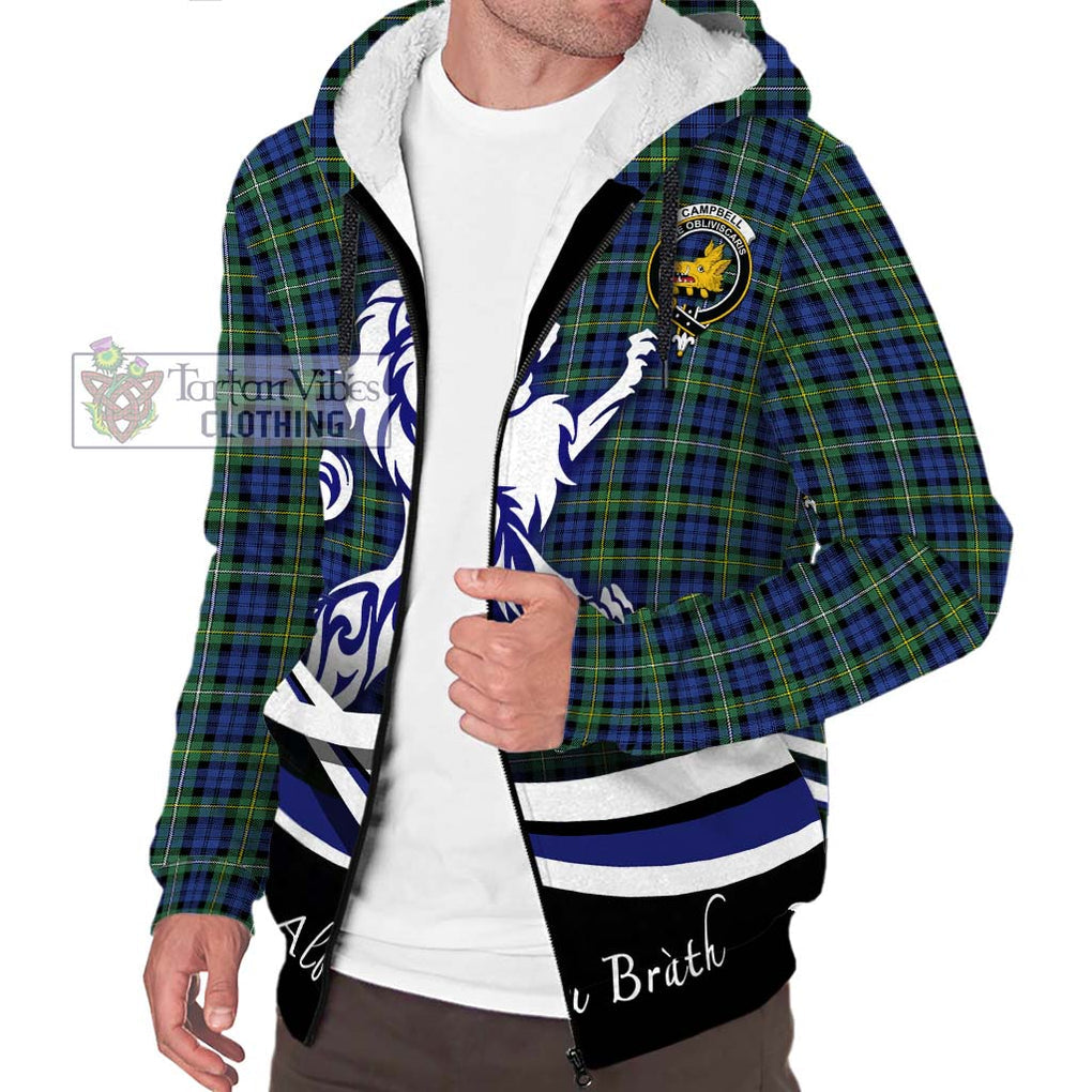 Campbell Argyll Ancient Tartan Sherpa Hoodie with Alba Gu Brath Regal Lion Emblem Unisex S - Tartanvibesclothing Shop